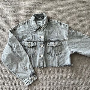zara denim cropped jacket